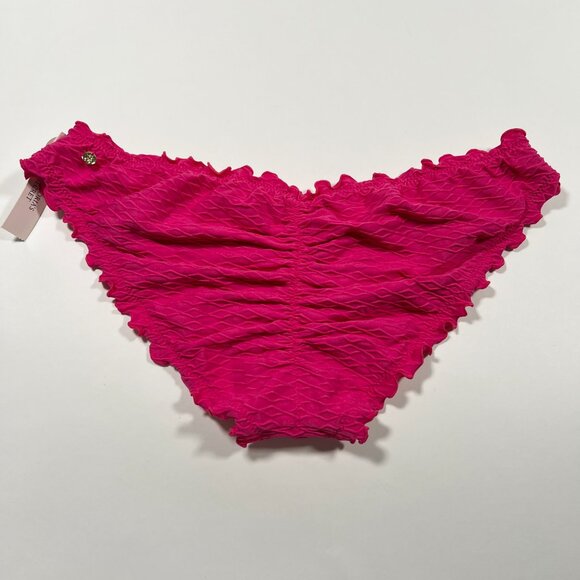 Victoria Secret Small S Bikini Bottom Ruffle Cheeky Ruched Back Textured Pink - Picture 6 of 6